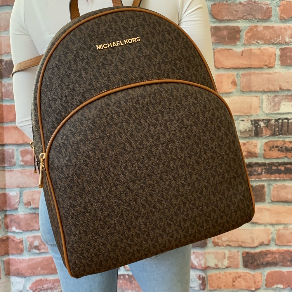 Michael kors LARGE abbey BROWN backpack Acorn BAG - Picture 1 of 8